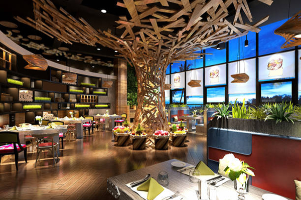 3d render of luxury restaurant cafe